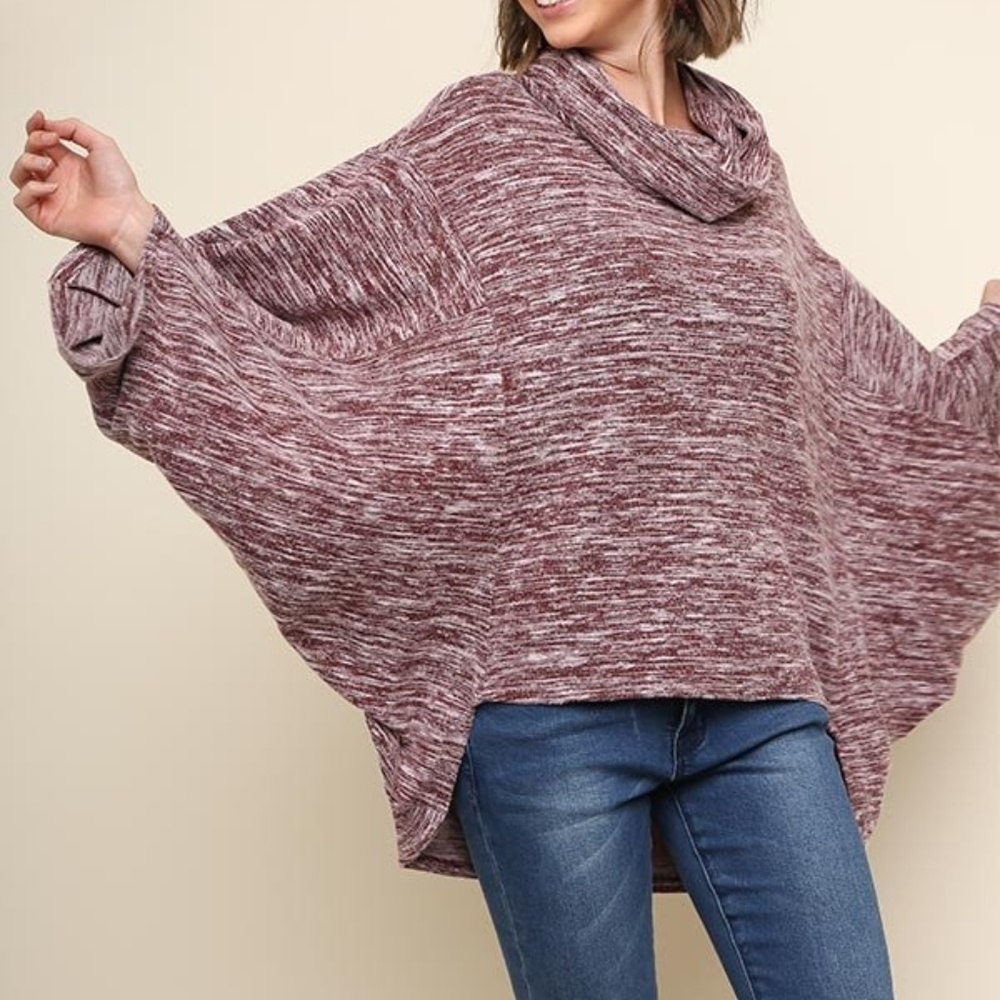 UMGEE Heathered Knit Dolman Sleeve Top
